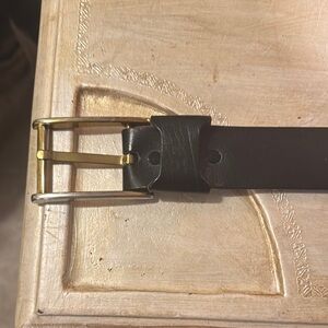 Black and Silver Leather Belt with Classic Design